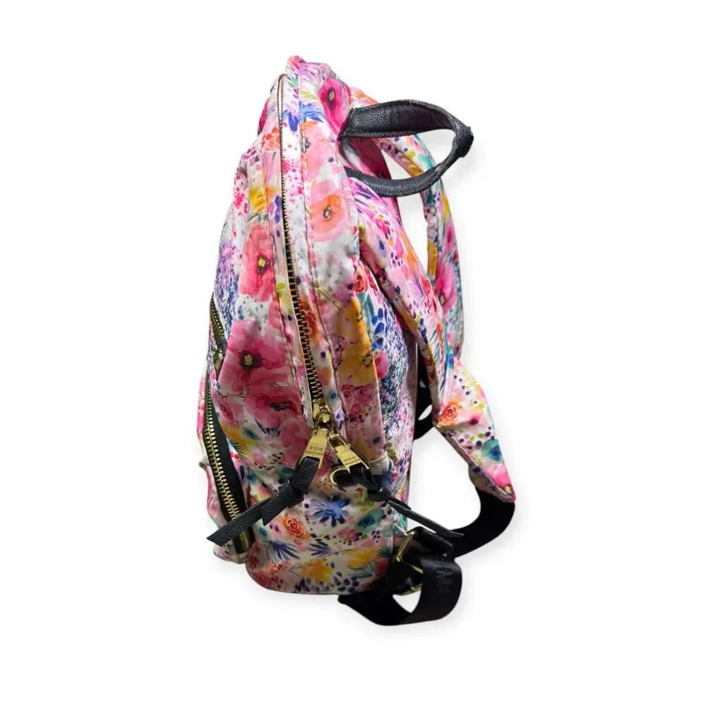 Steve Madden Floral Pink Backpack Travel School Bag Gold‎ Accents Bohochic Y2K